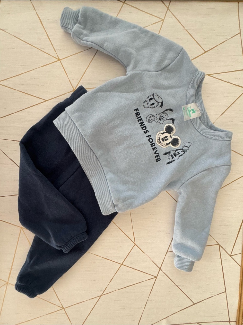 Disney Light Blue & Navy Mickey 'Friends Forever' Sweatshirt Set - Kids